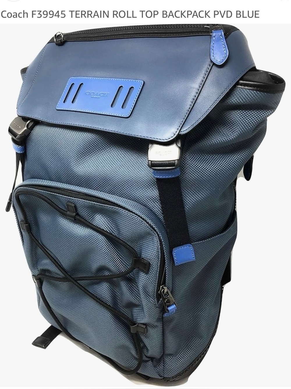 COACH roll up top backpack blue